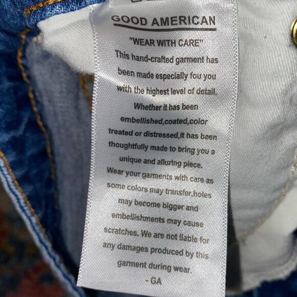 GOOD AMERICAN $119 BOMBSHELL Denim Distressed SHORTS Blue (153) sz 2/26 - Picture 13 of 14